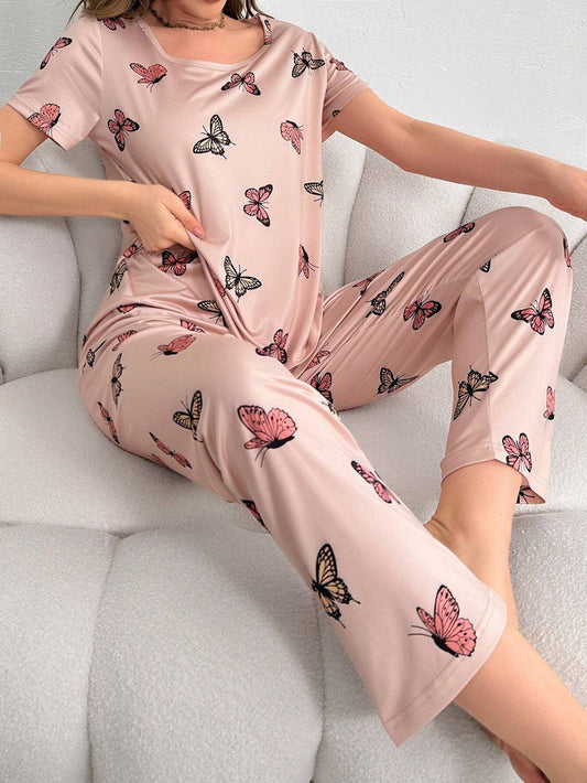 Monach Butterfly Printed Night Suit