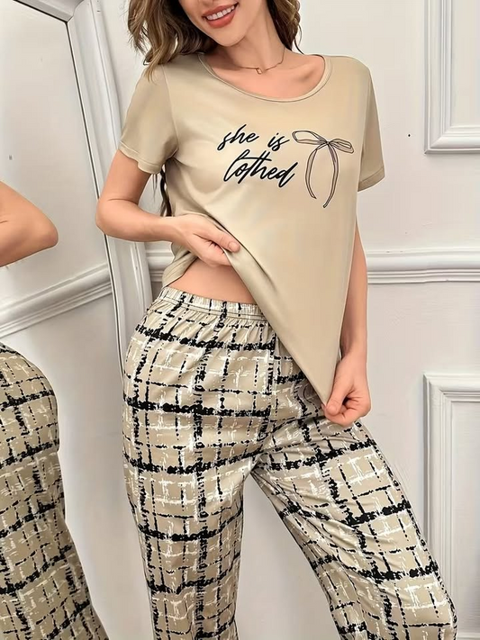 Coffee Printed Night Suit