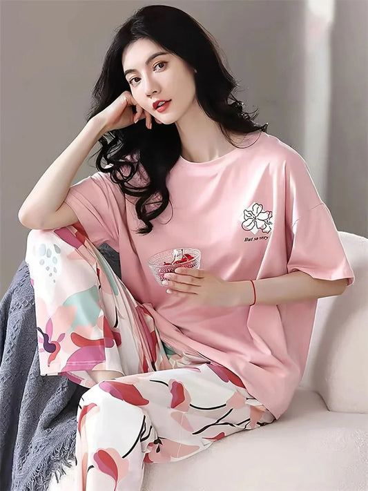 Long Leaf Printed Night Suit