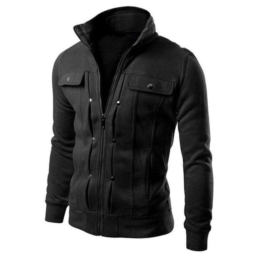 Black Mexican Style Zipper Jacket For Men