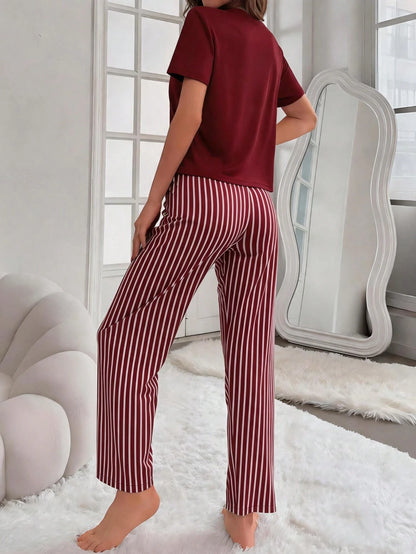Maroon Sunflowers Heart Printed Night Suit