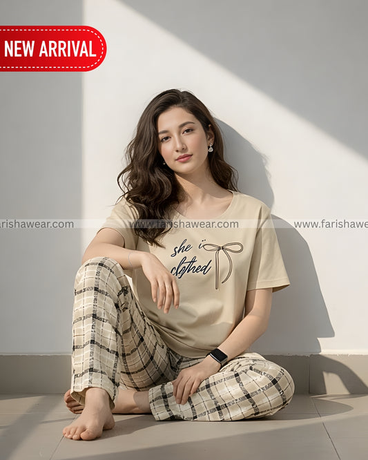 She is Cothed Printed Night Suit