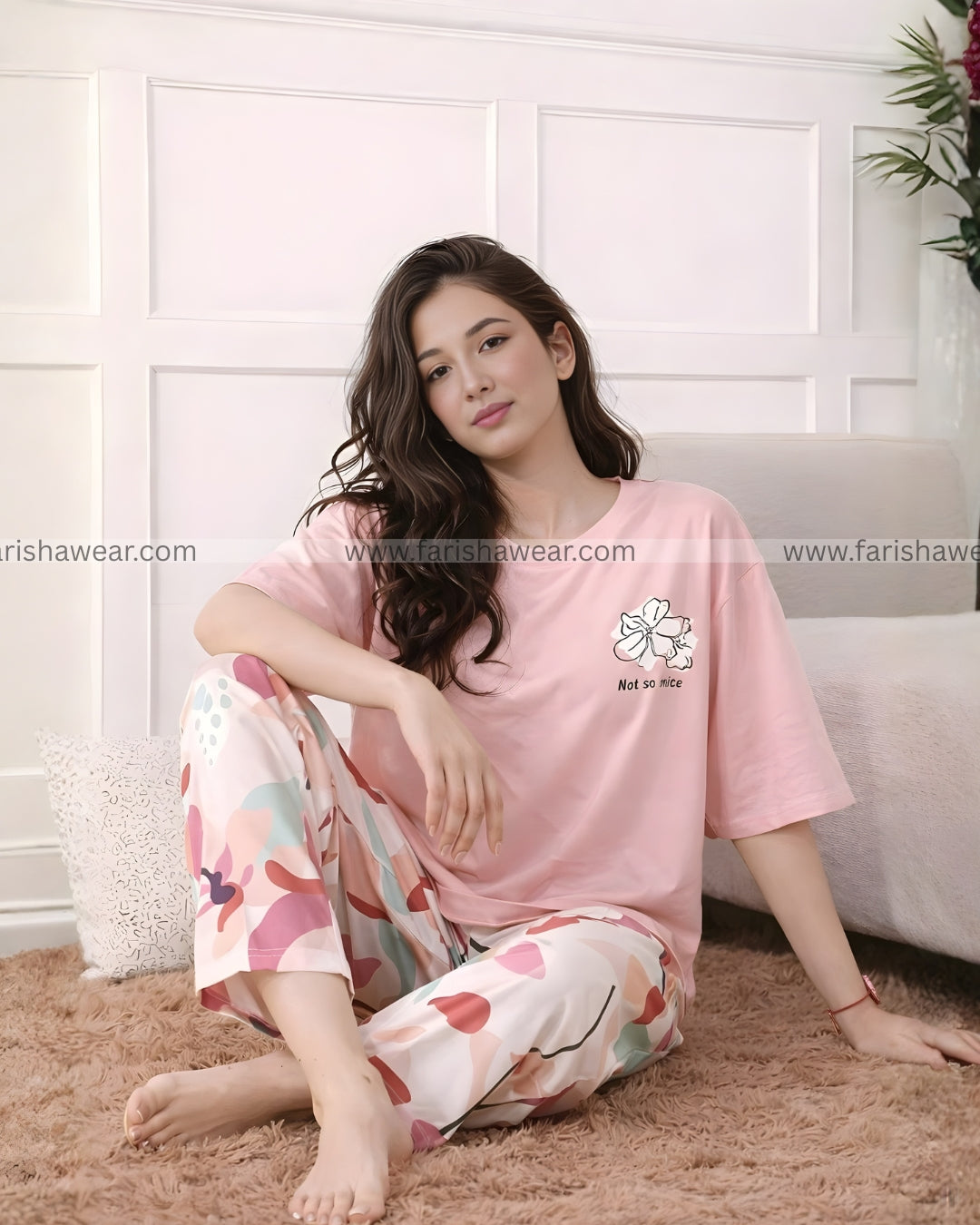 Long Leaf Printed Night Suit