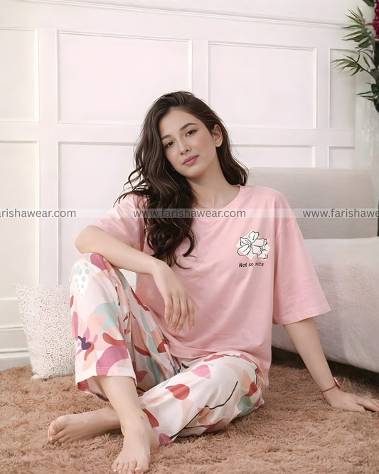 Long Leaf Printed Night Suit