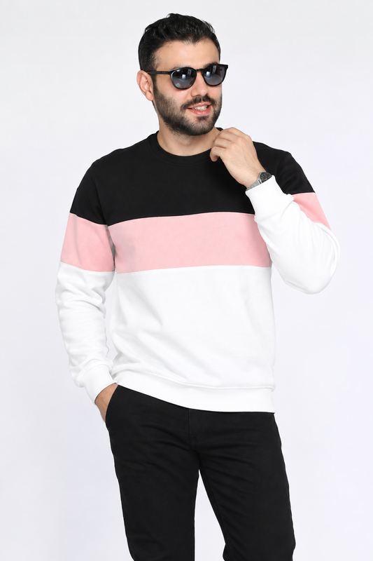 Black Pink And White Block Sweatshirt