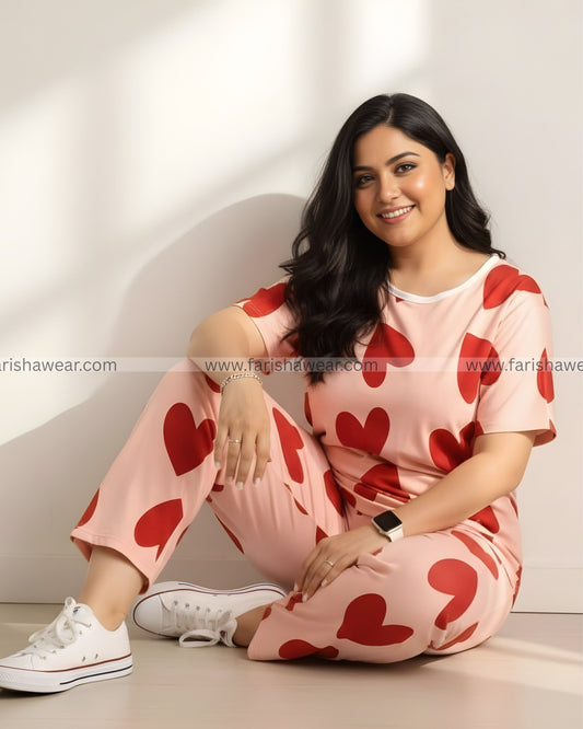 Pink Dilber Printed  Night Suit