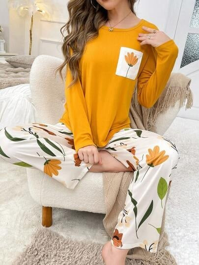 Flower Pocket Printed Night Suit