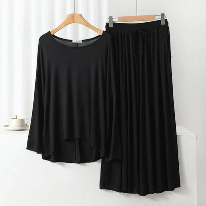 Plain Black Palazzo Suit PJ Set