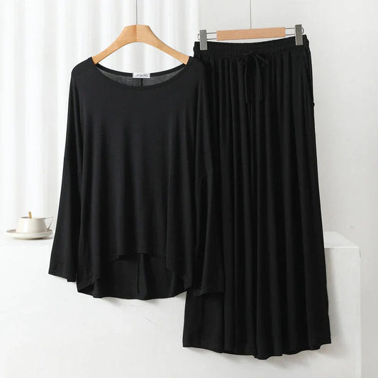 Plain Black Palazzo Suit PJ Set