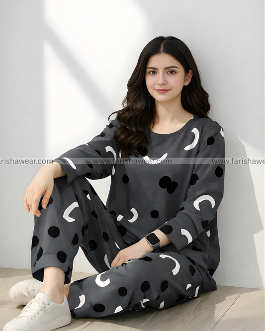 Charcoal Pattern Printed Night Suit