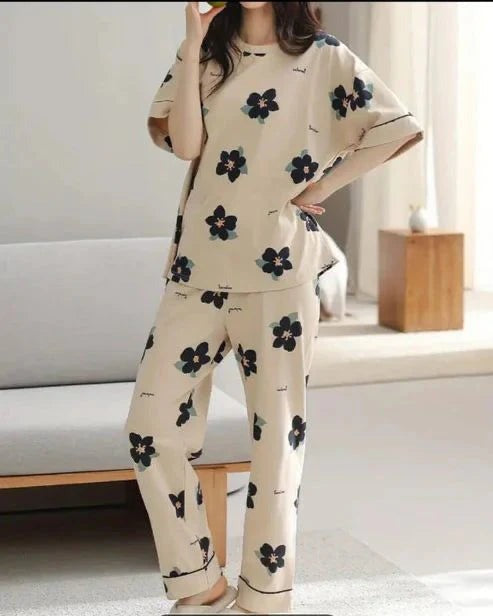 Big flowers Printed Night Suit