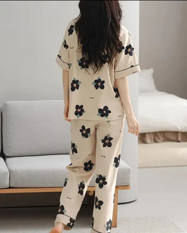 Big flowers Printed Night Suit