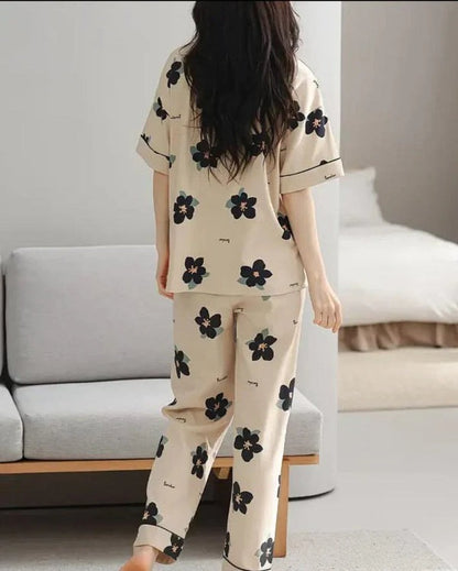 Big flowers Printed Night Suit