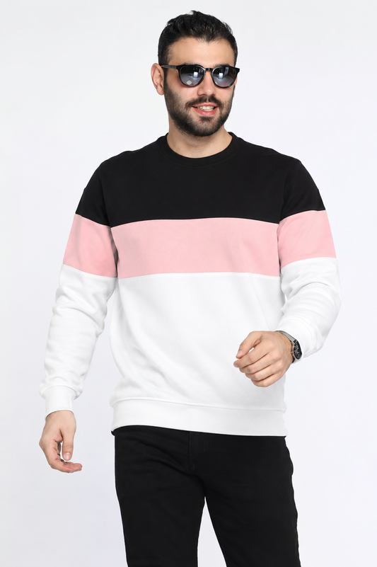 Black Pink And White Block Sweatshirt