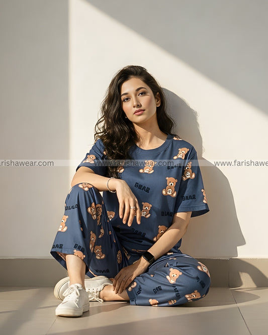 Cozy Bear Printed Night Suit