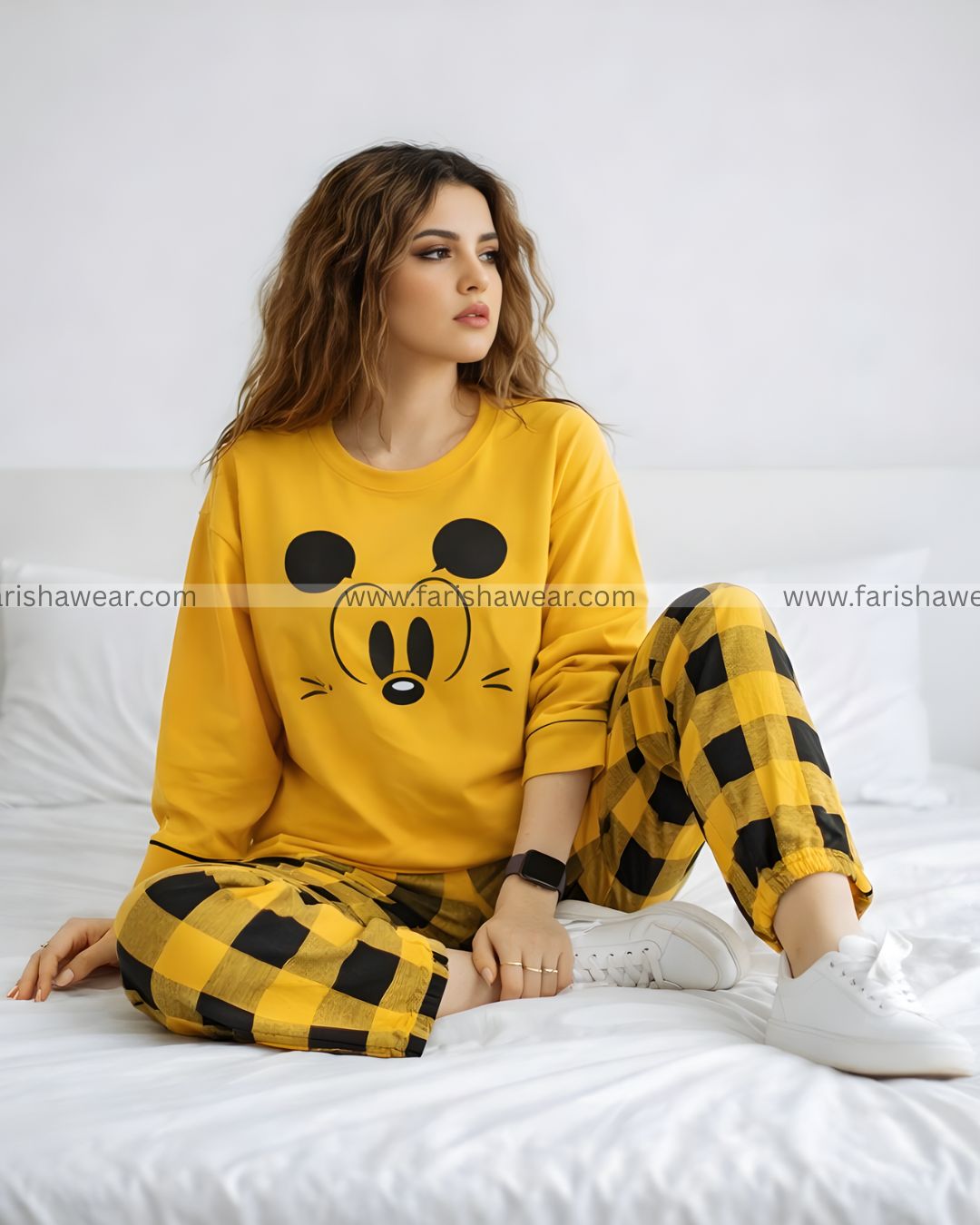 Yellow Mickey Mouse Printed Night Suit